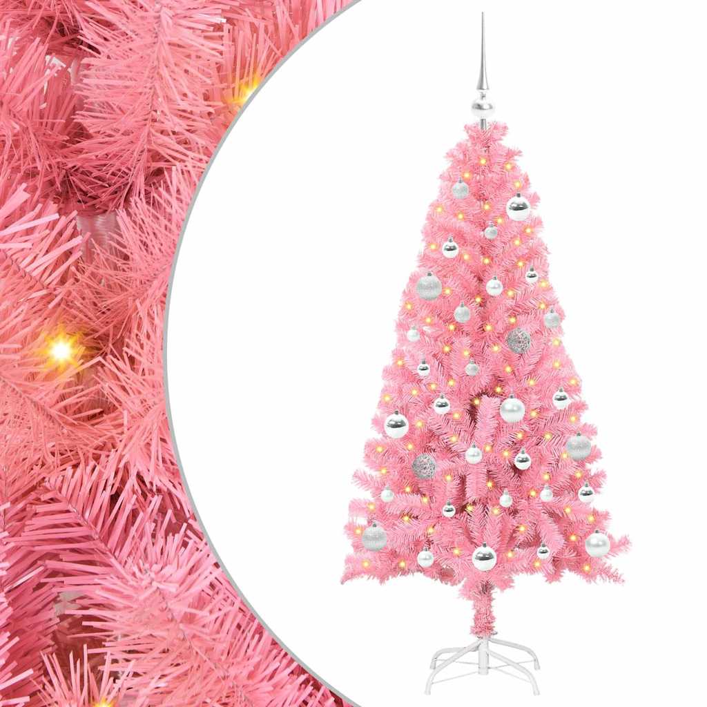 Juletre Med 150 Led Med Stativ Rosa 150 Cm Pvc