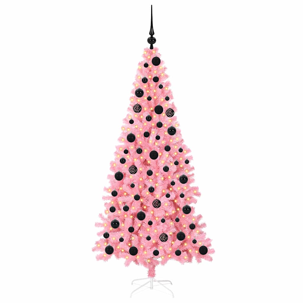 Juletre Med 300 Led Med Stativ Rosa 180 Cm Pvc