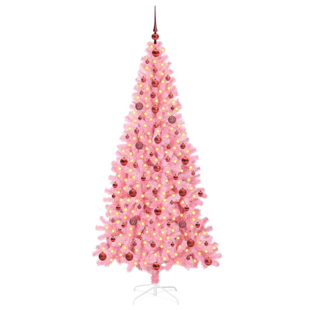 Juletre Med 300 Led Med Stativ Rosa 210 Cm Pvc