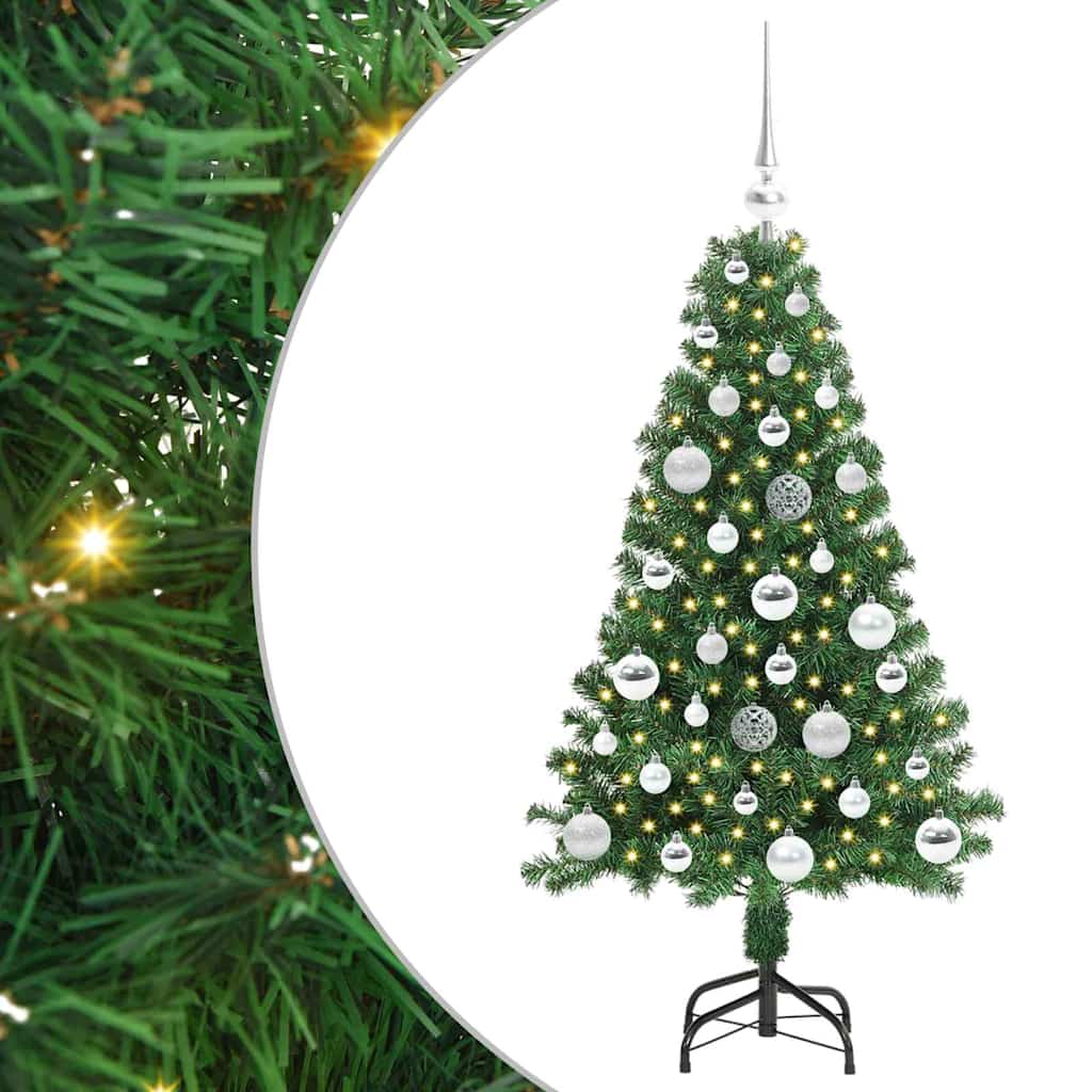 Kunstig Juletre Med 150 Led Grønn 120 Cm Pvc Og Stål Og Plast