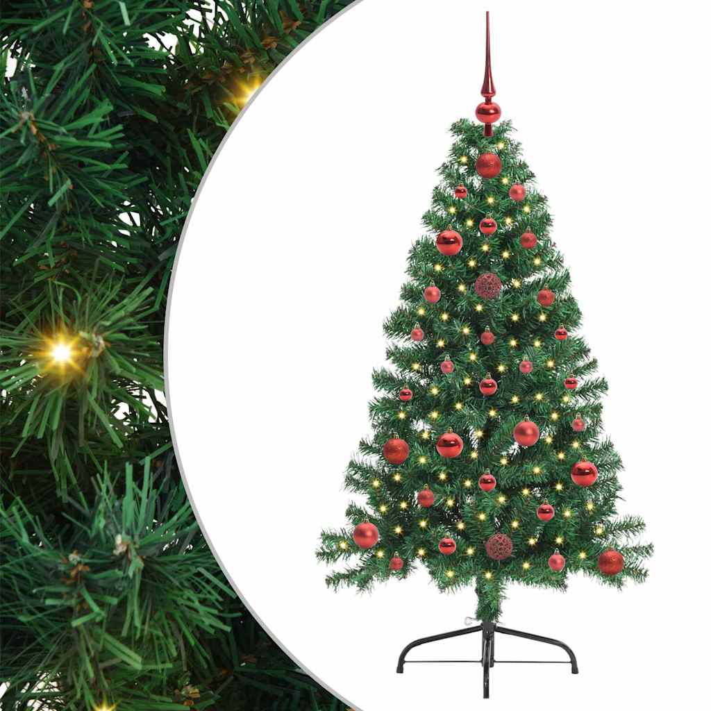 Kunstig Forhåndsopplyst Juletre Med 150 Led Grønn 120 Cm Pvc