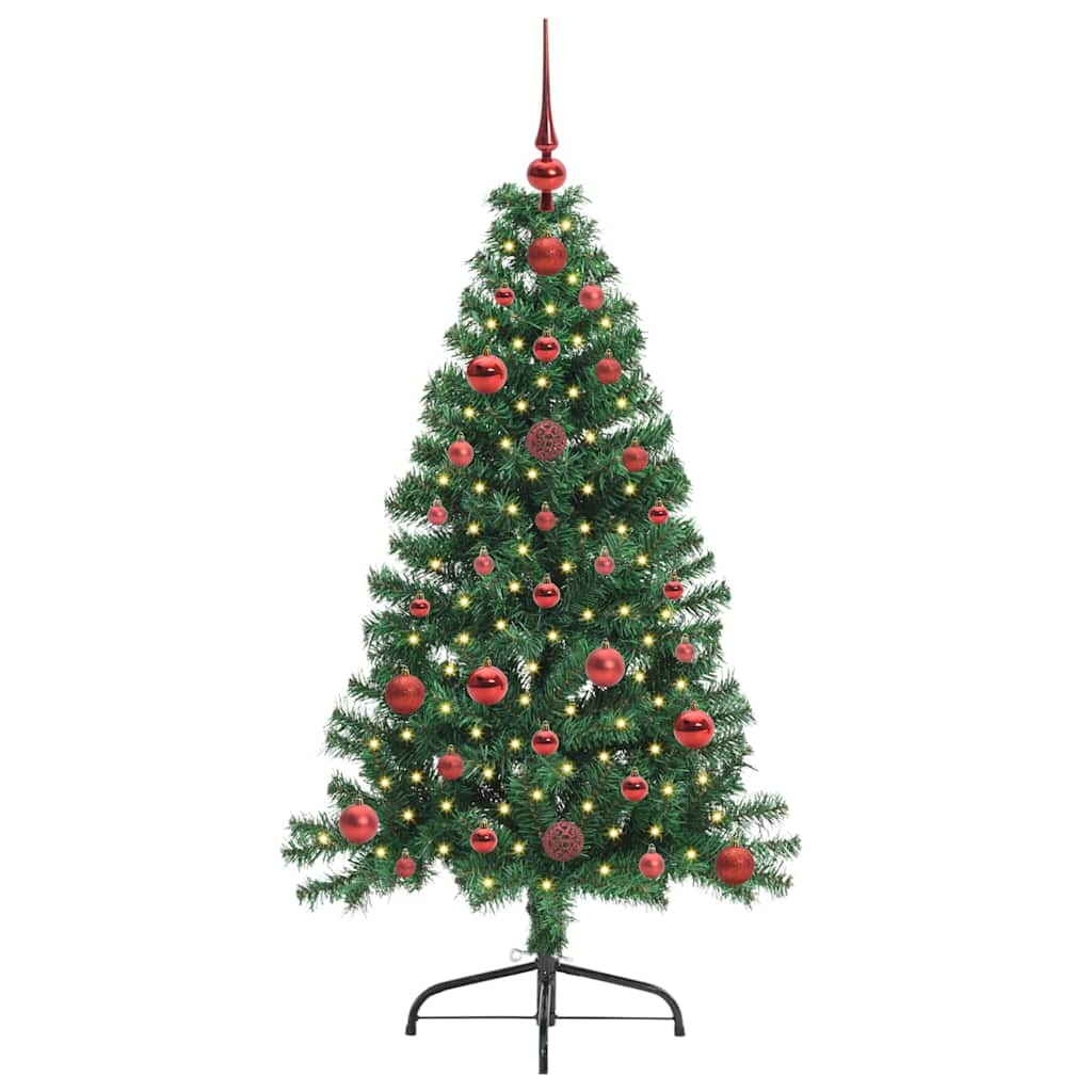 Kunstig Forhåndsopplyst Juletre Med 150 Led Grønn 120 Cm Pvc