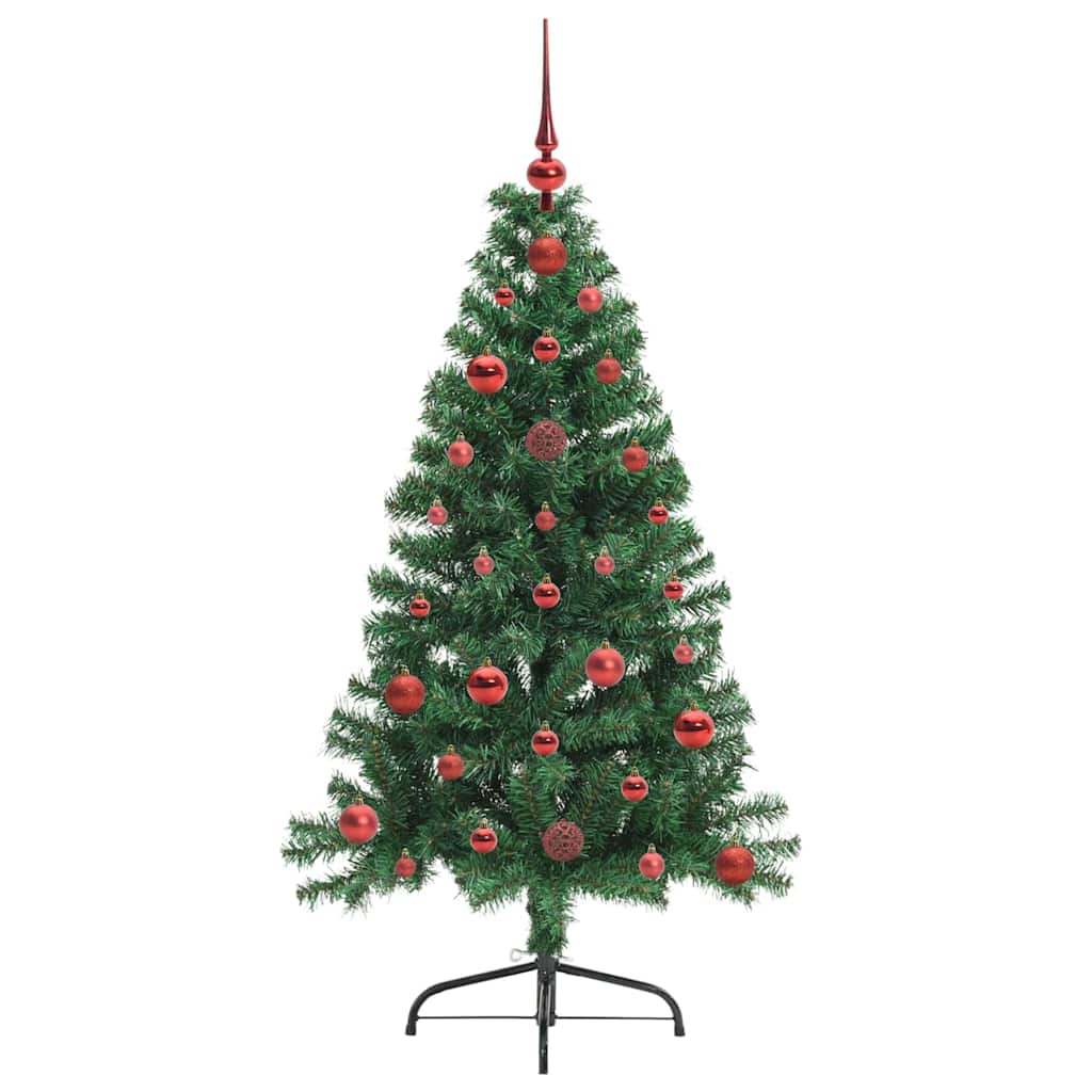 Kunstig Forhåndsopplyst Juletre Med 150 Led Grønn 120 Cm Pvc