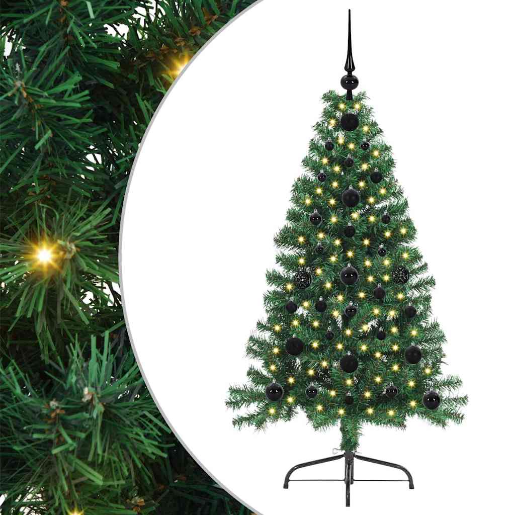 Kunstig Forhåndsopplyst Juletre Med 150 Led Grønn 120 Cm Pvc