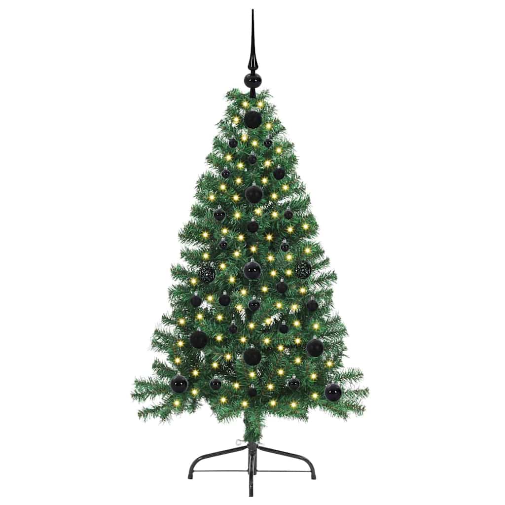 Kunstig Forhåndsopplyst Juletre Med 150 Led Grønn 120 Cm Pvc
