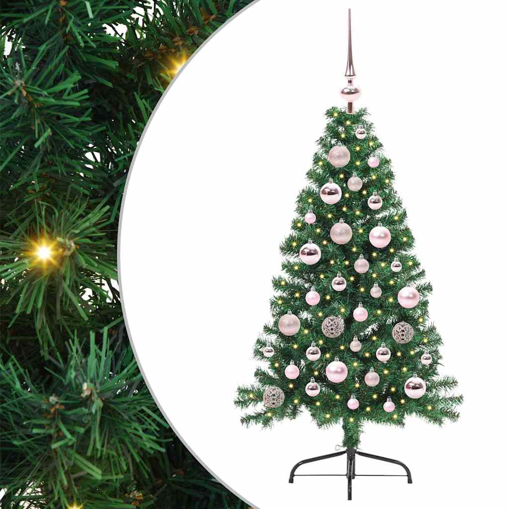 Kunstig Forhåndsopplyst Juletre Med 150 Led Grønn 120 Cm Pvc