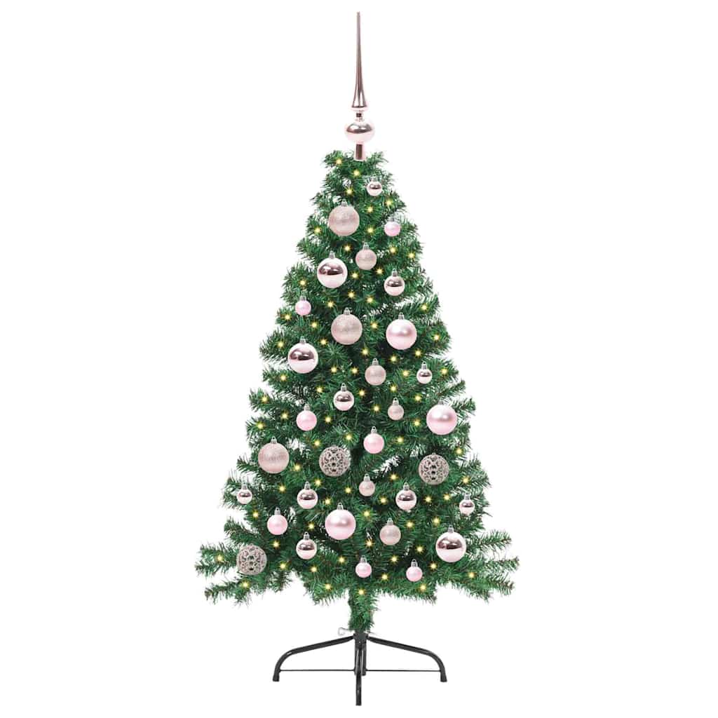 Kunstig Forhåndsopplyst Juletre Med 150 Led Grønn 120 Cm Pvc
