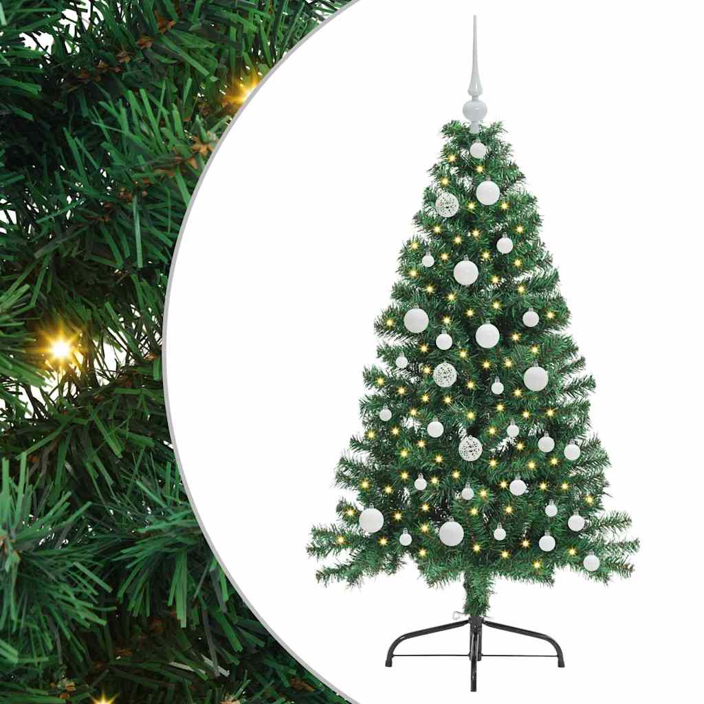 Kunstig Forhåndsopplyst Juletre Med 150 Led Grønn 120 Cm Pvc