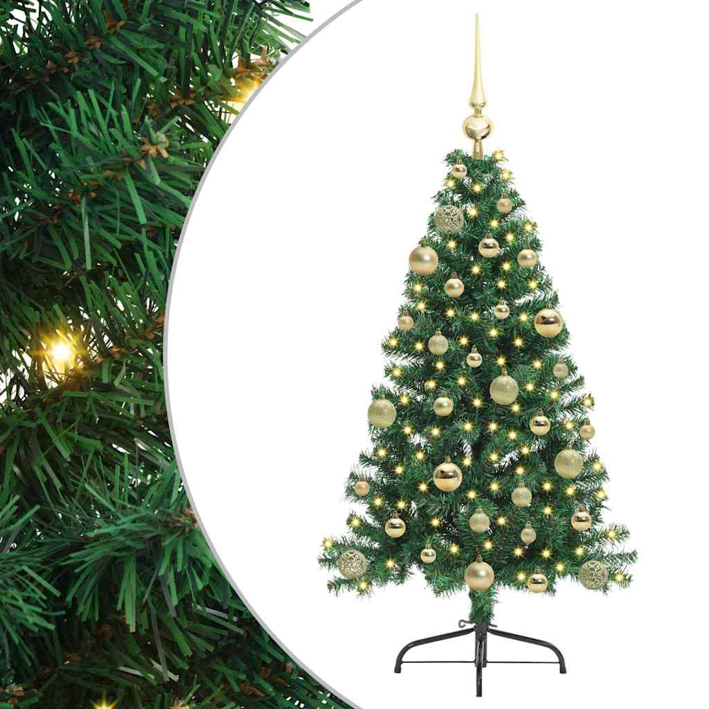 Kunstig Forhåndsopplyst Juletre Med 150 Led Grønn 120 Cm Pvc