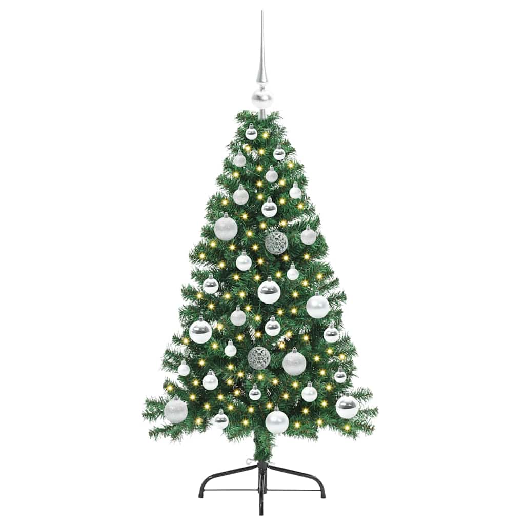 Kunstig Forhåndsopplyst Juletre Med 150 Led Grønn 120 Cm Pvc
