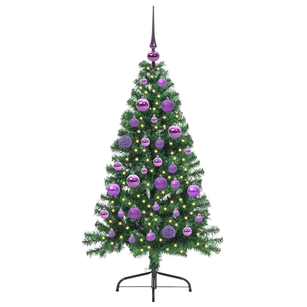 Kunstig Forhåndsopplyst Juletre Med 150 Led Grønn 120 Cm Pvc