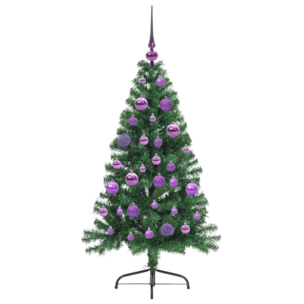 Kunstig Forhåndsopplyst Juletre Med 150 Led Grønn 120 Cm Pvc