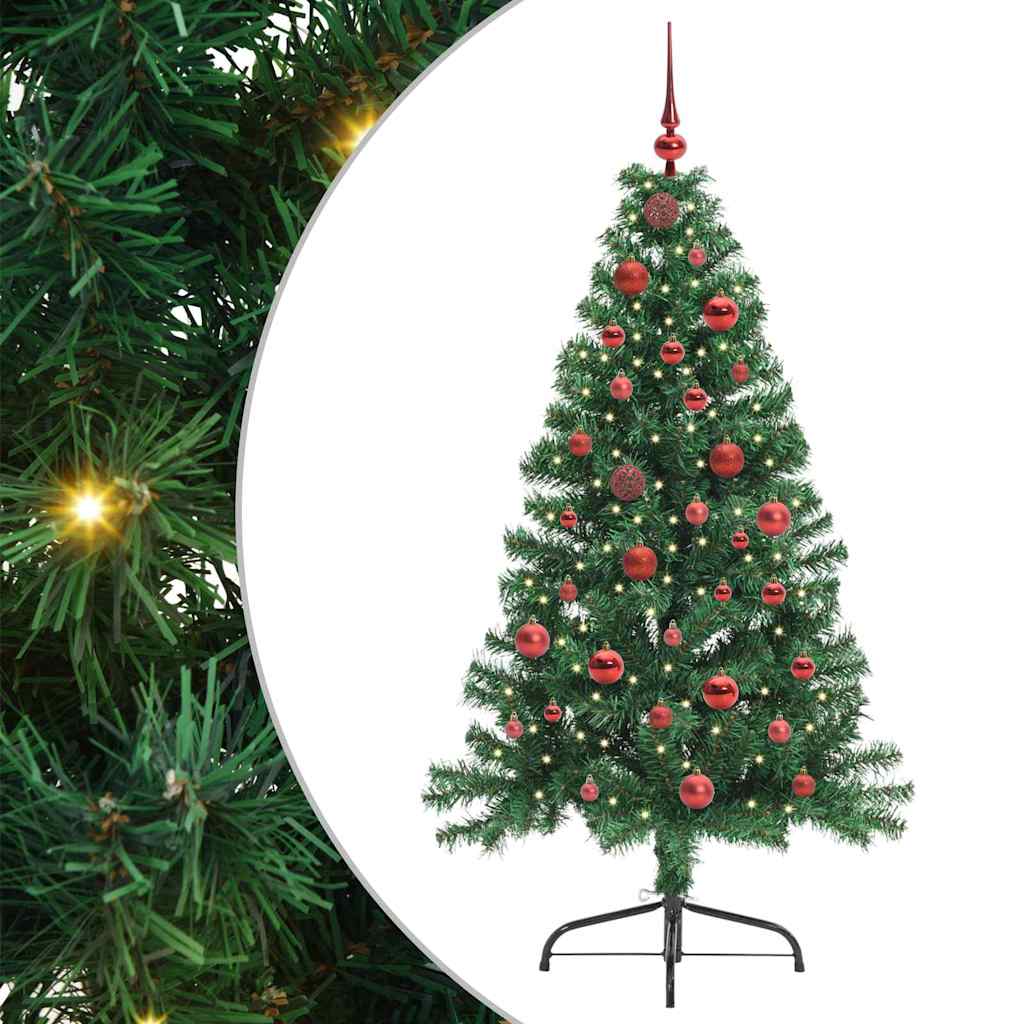 Kunstig Forhåndsopplyst Juletre Med 150 Led Grønn 150 Cm Pvc