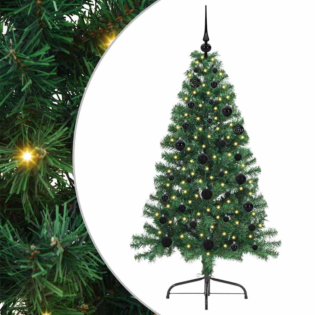Kunstig Forhåndsopplyst Juletre Med 150 Led Grønn 150 Cm Pvc