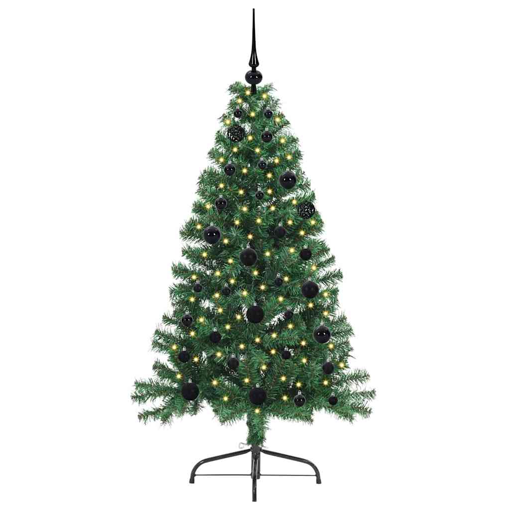 Kunstig Forhåndsopplyst Juletre Med 150 Led Grønn 150 Cm Pvc