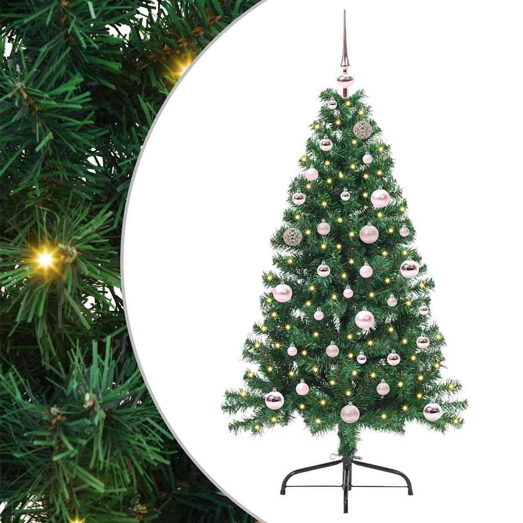 Kunstig Forhåndsopplyst Juletre Med 150 Led Grønn 150 Cm Pvc