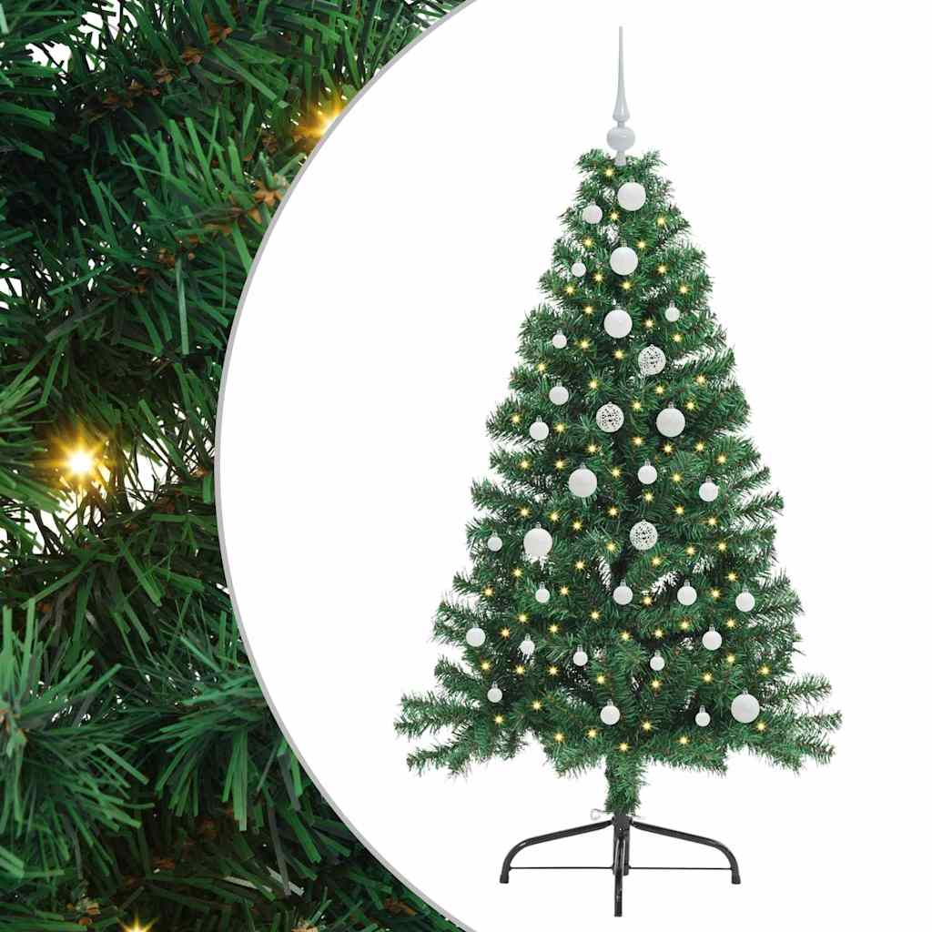 Kunstig Forhåndsopplyst Juletre Med 150 Led Grønn 150 Cm Pvc