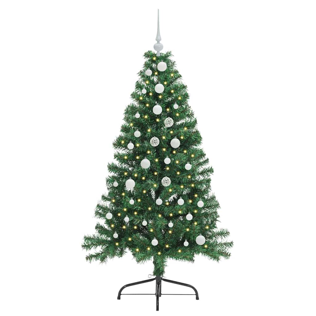 Kunstig Forhåndsopplyst Juletre Med 150 Led Grønn 150 Cm Pvc