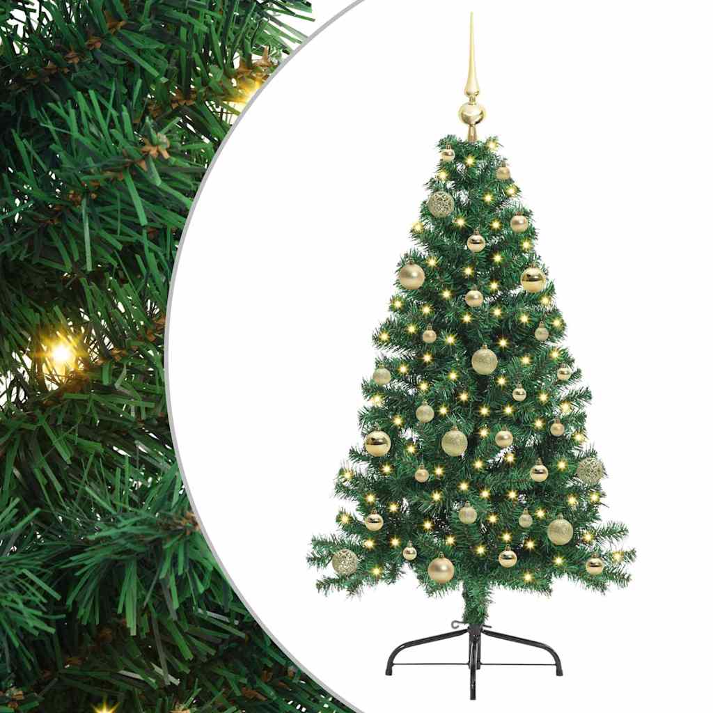 Kunstig Forhåndsopplyst Juletre Med 150 Led Grønn 150 Cm Pvc