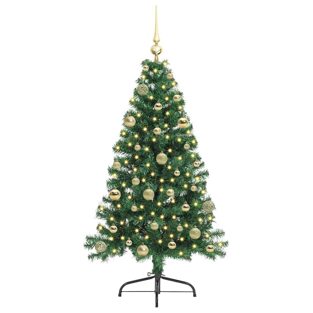 Kunstig Forhåndsopplyst Juletre Med 150 Led Grønn 150 Cm Pvc