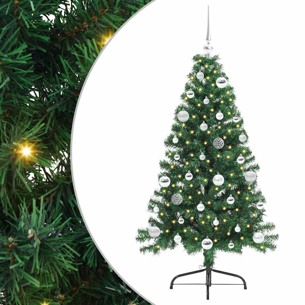 Kunstig Forhåndsopplyst Juletre Med 150 Led Grønn 150 Cm Pvc