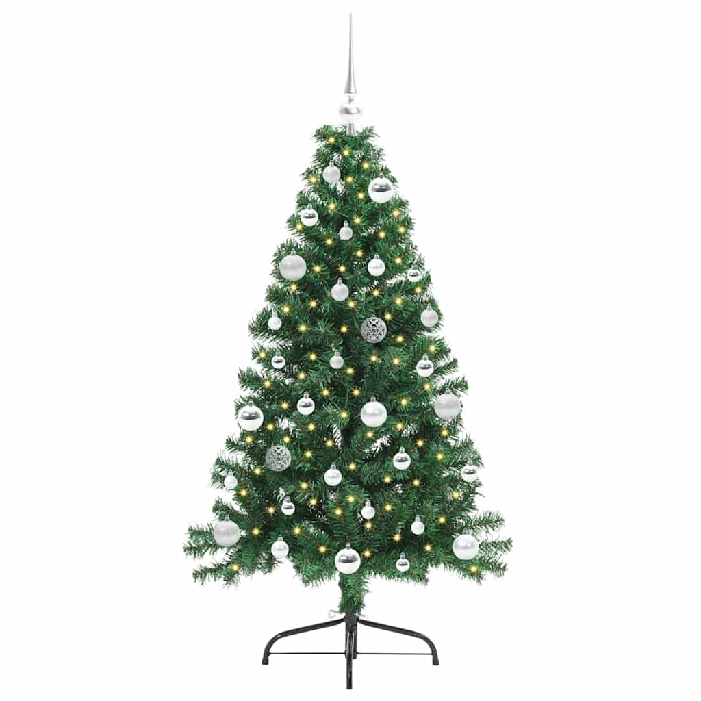 Kunstig Forhåndsopplyst Juletre Med 150 Led Grønn 150 Cm Pvc