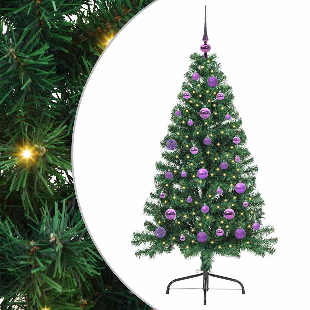 Kunstig Forhåndsopplyst Juletre Med 150 Led Grønn 150 Cm Pvc