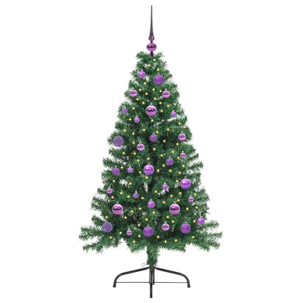 Kunstig Forhåndsopplyst Juletre Med 150 Led Grønn 150 Cm Pvc
