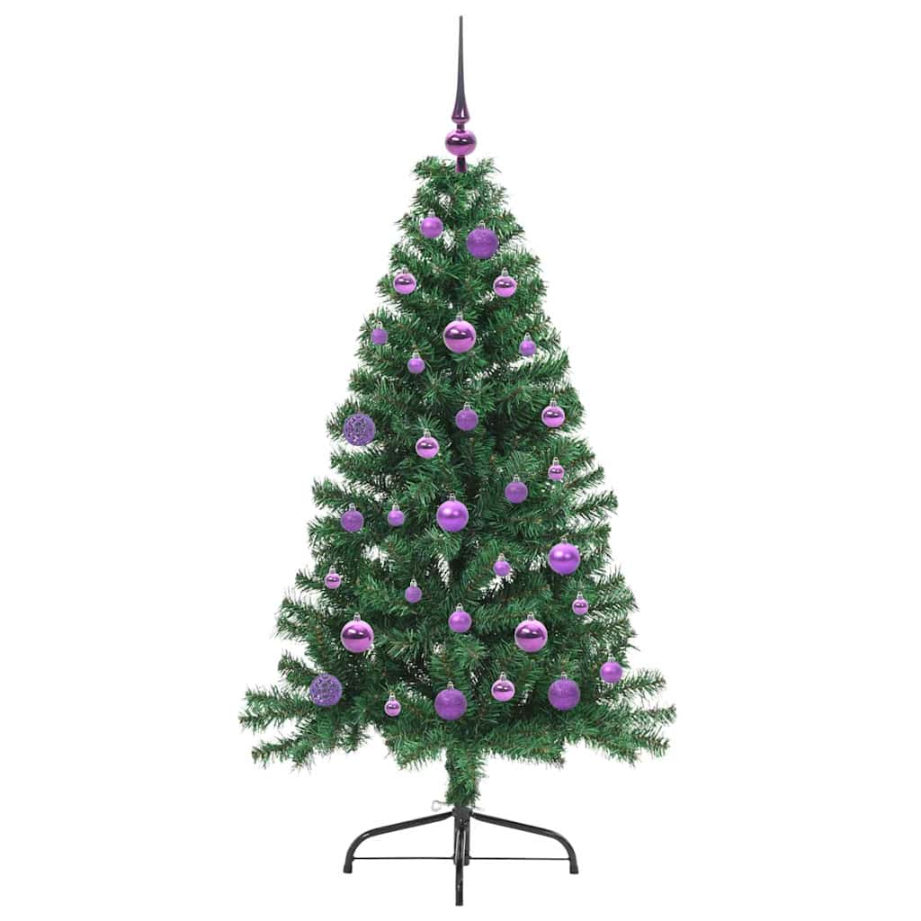 Kunstig Forhåndsopplyst Juletre Med 150 Led Grønn 150 Cm Pvc