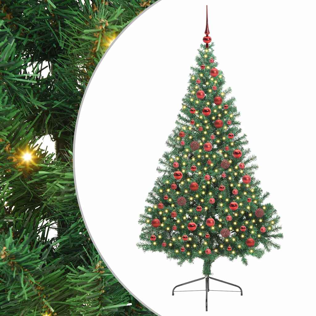 Kunstig Forhåndsopplyst Juletre Med 300 Led Grønn 180 Cm Pvc