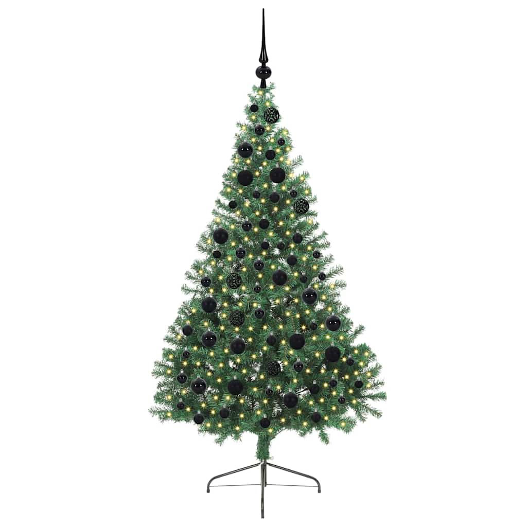 Kunstig Forhåndsopplyst Juletre Med 300 Led Grønn 180 Cm Pvc