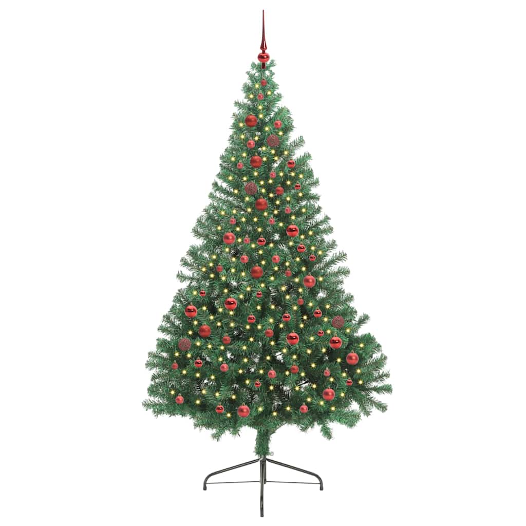 Kunstig Forhåndsopplyst Juletre Med 300 Led Grønn 210 Cm Pvc