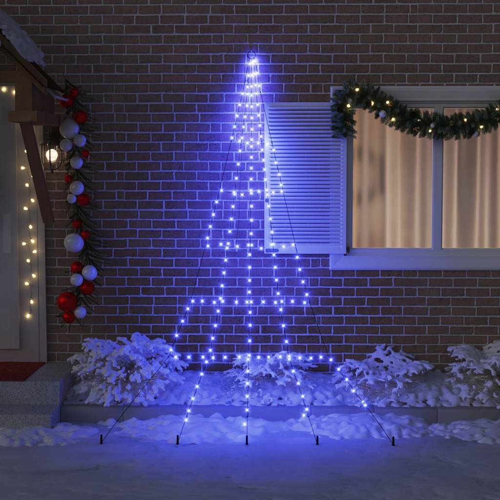 Led Juletre Med Bakkepler Med 168 Led Blå 300 Cm Metall
