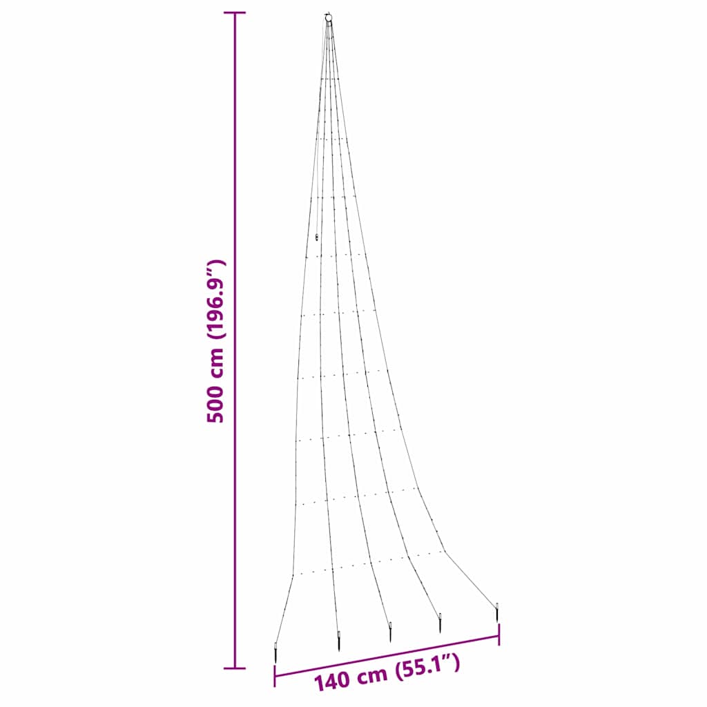 Led Juletre Med Bakkepler Med 276 Led Kaldhvit 500 Cm Metall