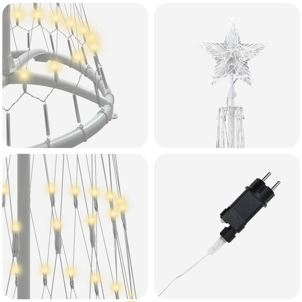 Led Juletre Med 230 Led Varmhvit 51 X 51 X 190 Cm Metall