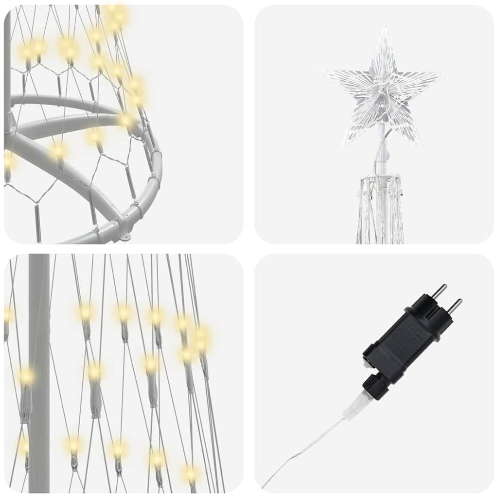 Led Juletre Med 290 Led Varmhvit 70 X 70 X 250 Cm Metall