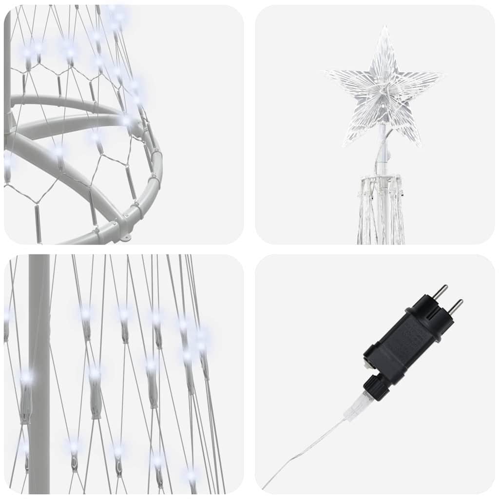 Led Juletre Med 290 Led Kaldhvit 70 X 70 X 250 Cm Metall