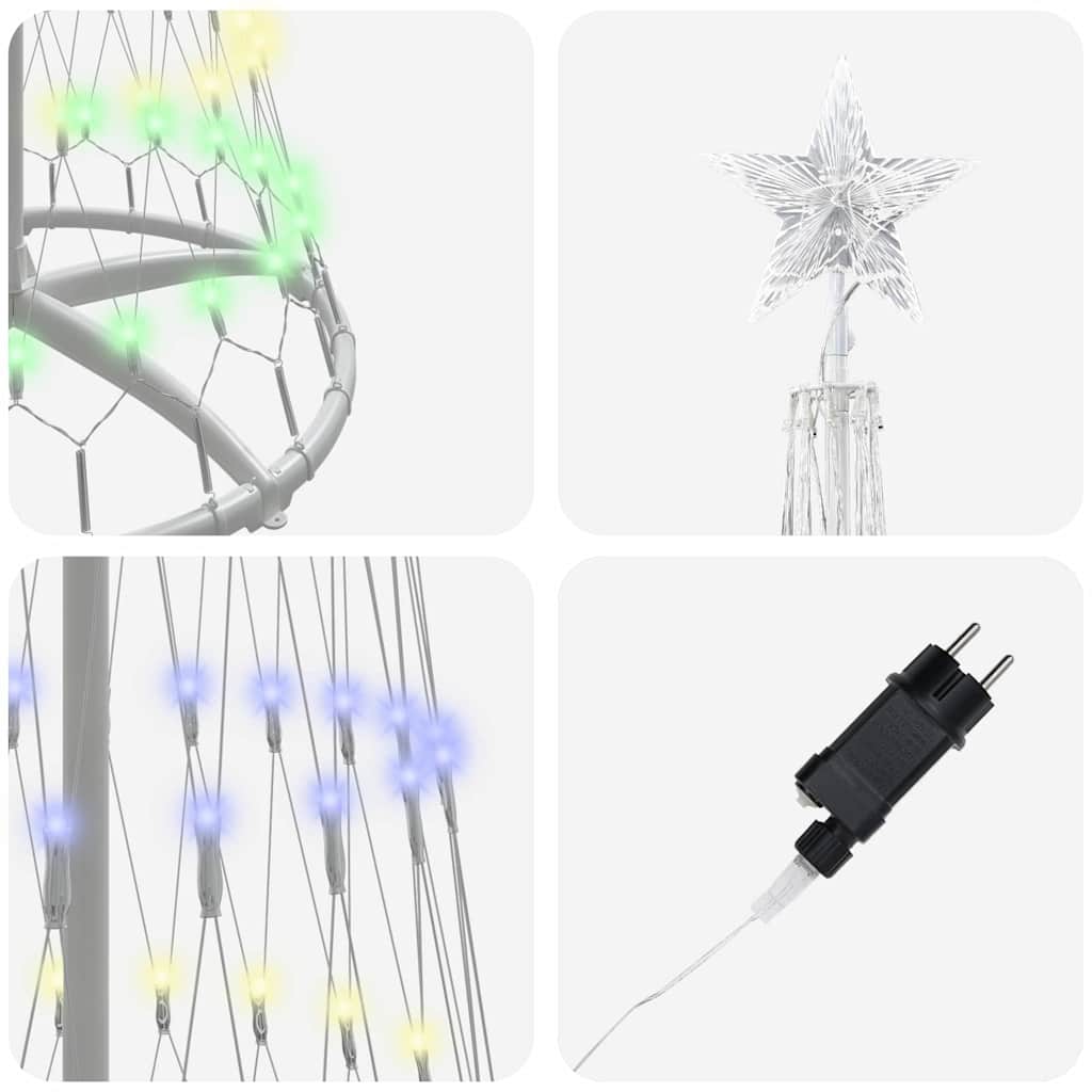 Led Juletre Med 290 Led Flerfarget 70 X 70 X 250 Cm Metall