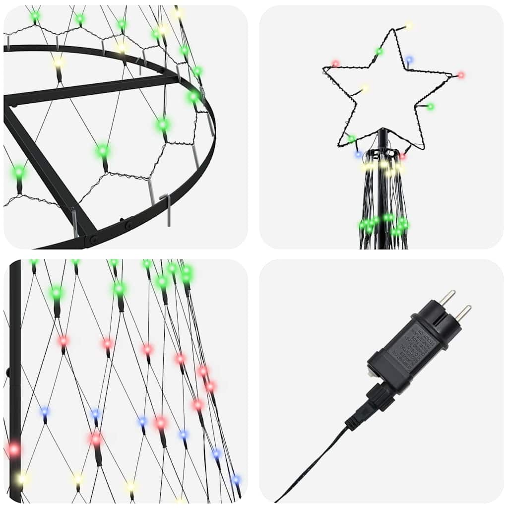 Led Juletre Med 290 Led Flerfarget 100 X 100 X 250 Cm Metall