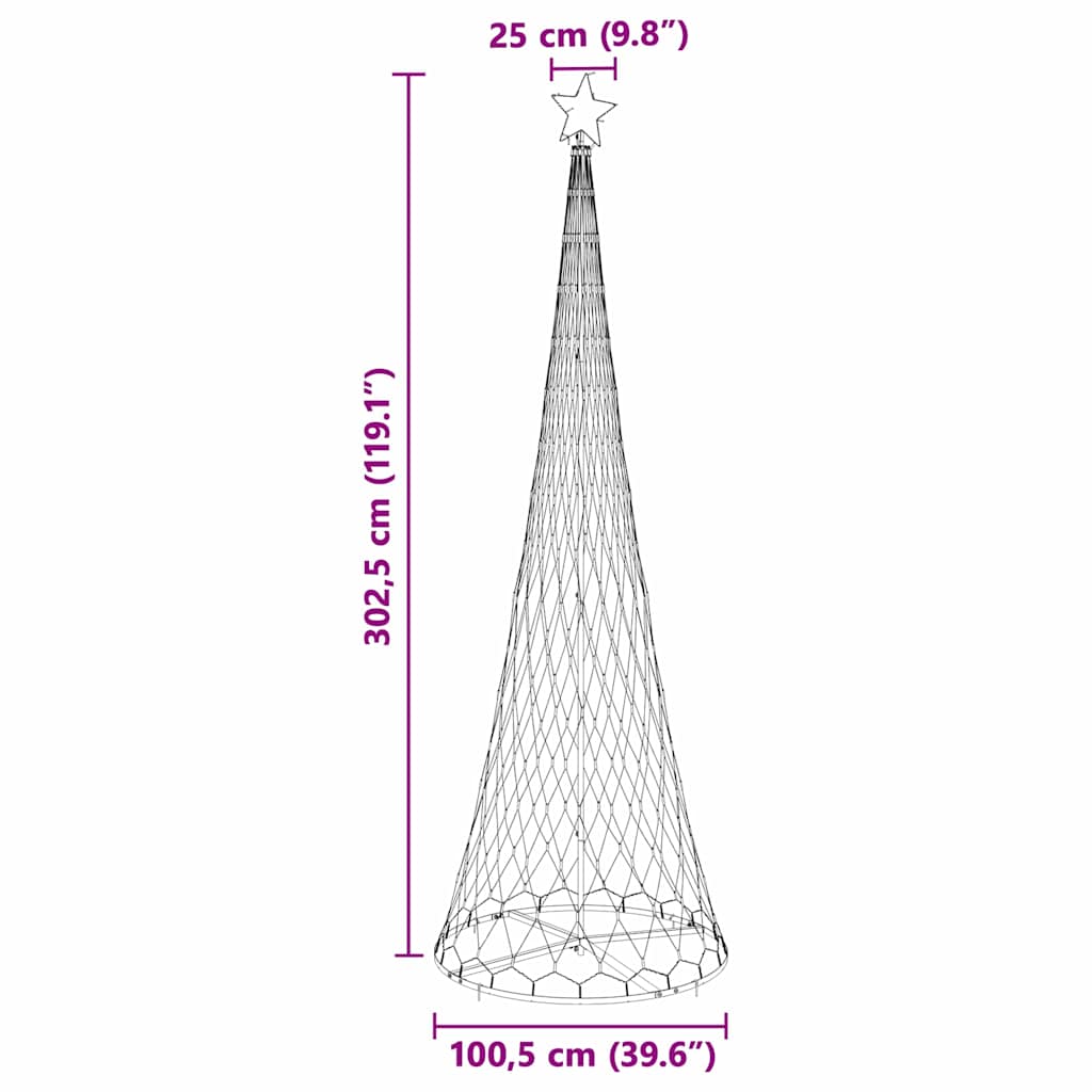 Led Juletre Flerfarget 100.5 X 100.5 X 302.5 Cm Metall
