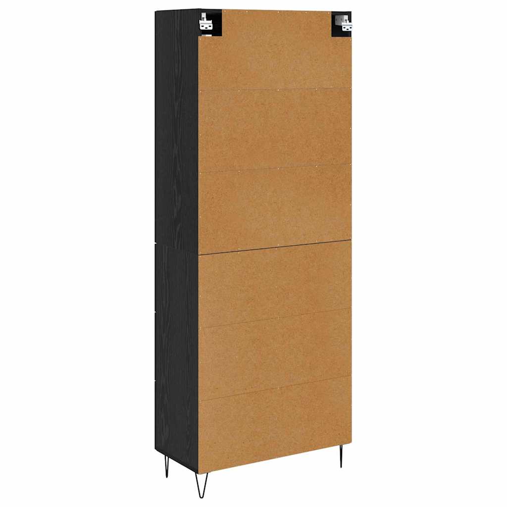 Høyskap Med Skuff Svart Eik 69,5 X 34 X 90 Cm Konstruert Tre