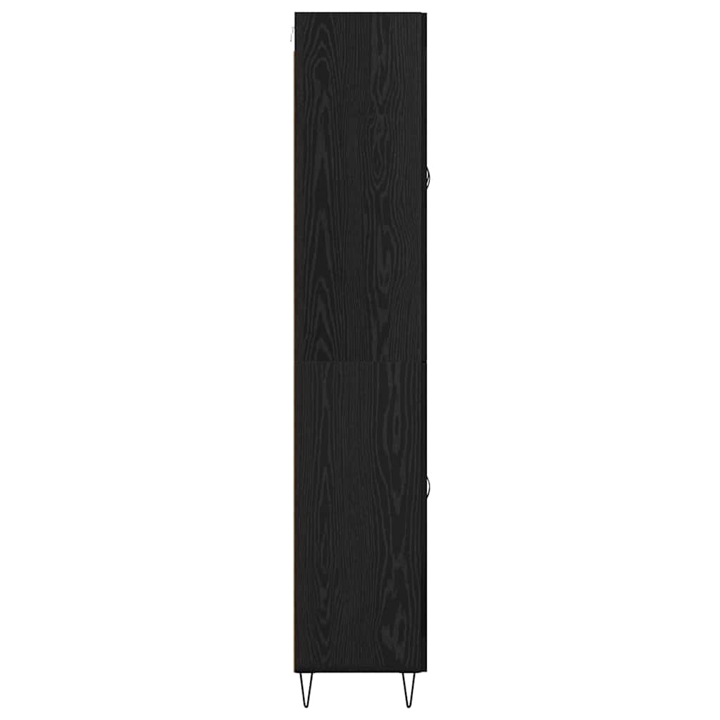 Høyskap Med Skuff Svart Eik 69,5 X 34 X 90 Cm Konstruert Tre