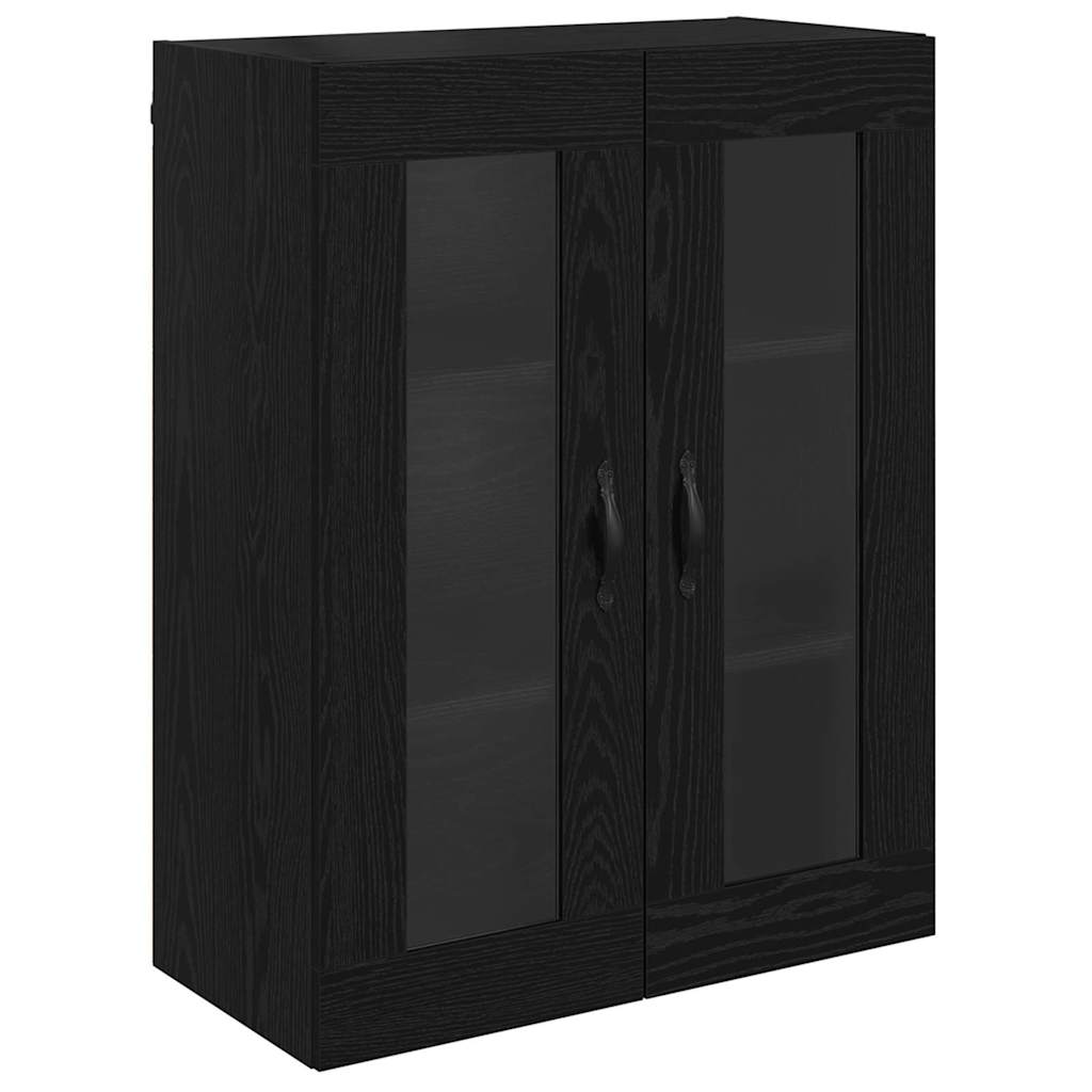 Høyskap Med Skuff Svart Eik 69,5 X 34 X 90 Cm Konstruert Tre