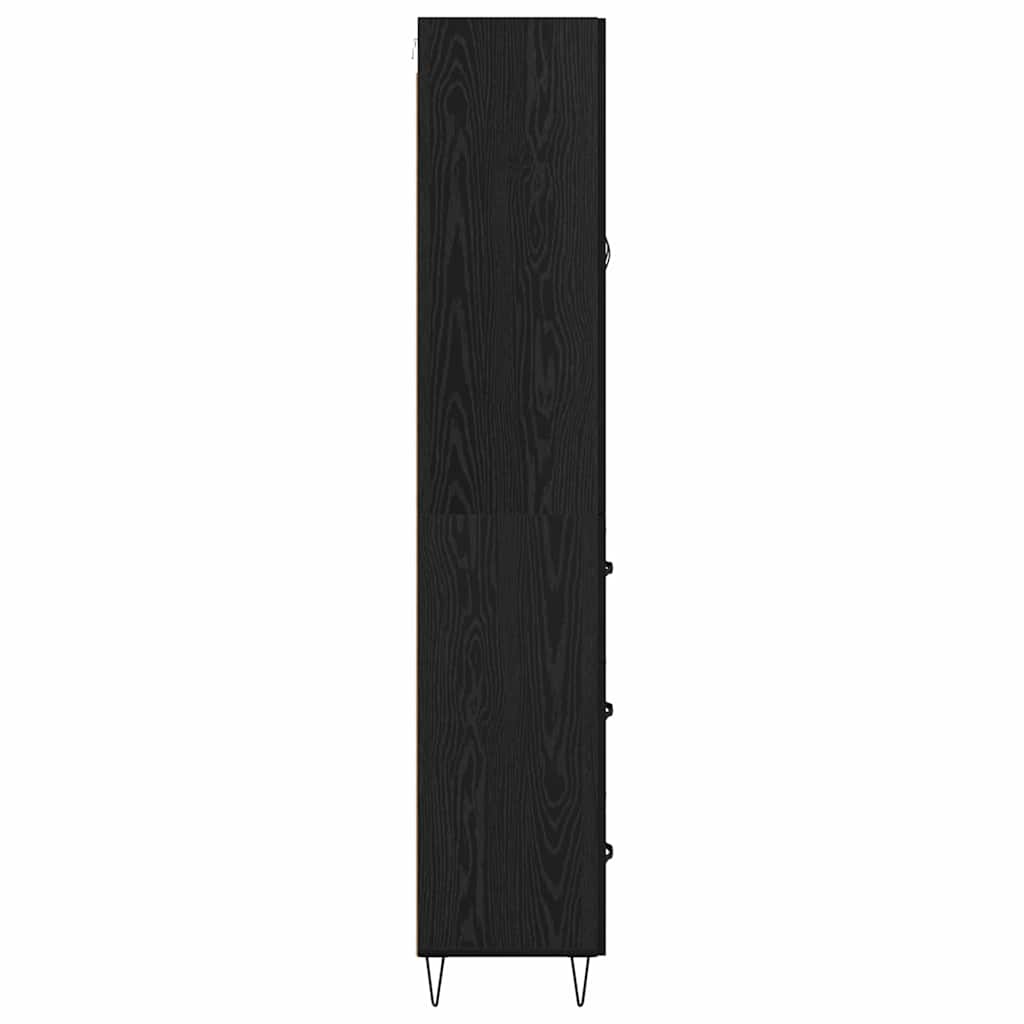 Høyskap Med Skuff Svart Eik 69,5 X 34 X 90 Cm Konstruert Tre