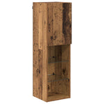 Tv Veggskapsett Med Led-Lamper Veggmontert 7 Pcs Gammelt Tre