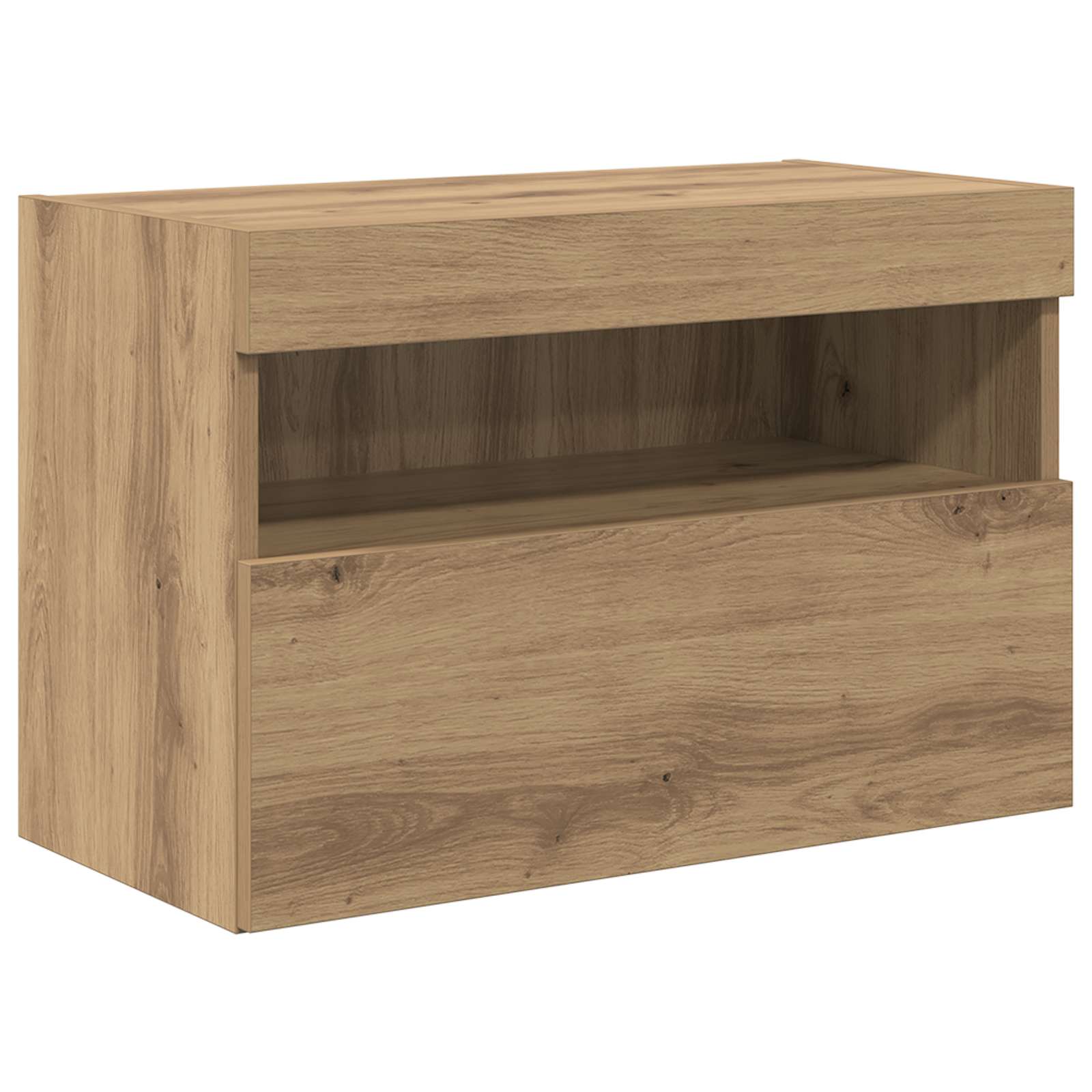 Tv Veggskapsett Med Led-Lamper Veggmontert 7 Pcs Artisan Eik