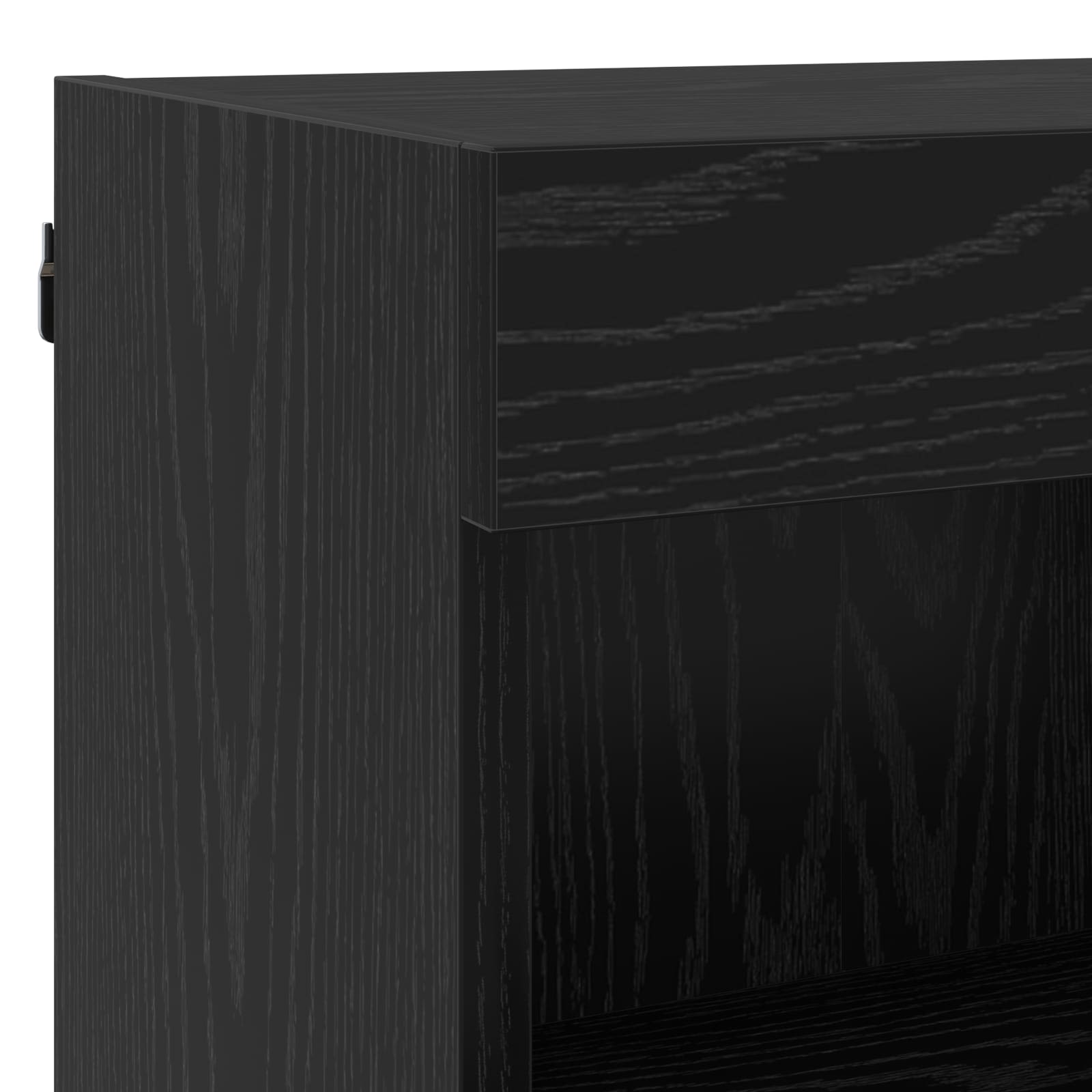 Tv-Skap Med Led -Stripelys Med Skuff 8 Pcs Svart Eik Glass