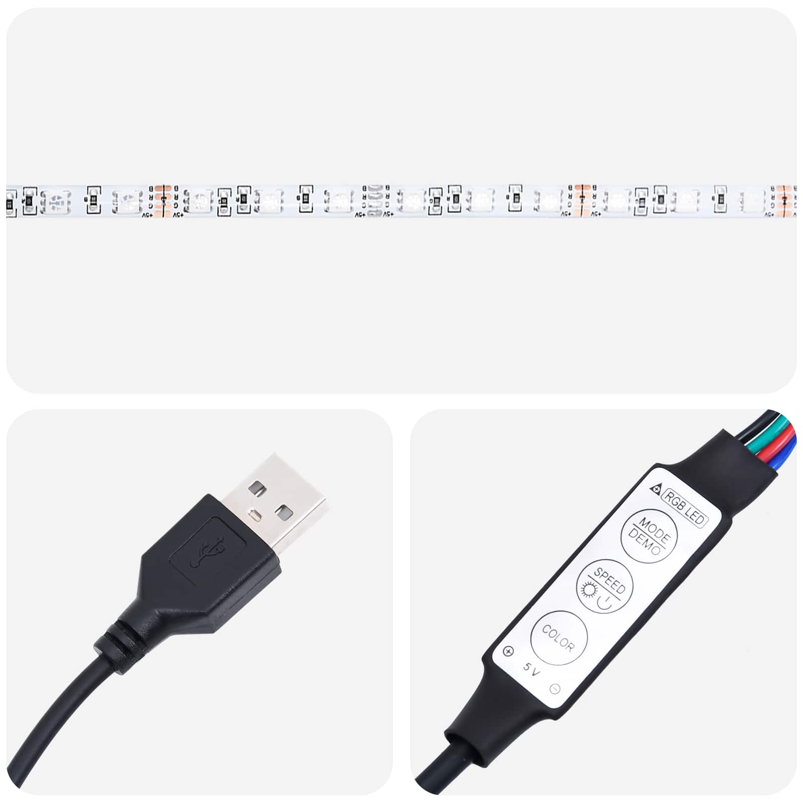 Tv Vegghyllesett Med Led 5 Pcs Svart Eik Konstruert Tre