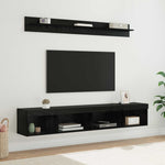 Tv Vegghyllesett Med Led 5 Pcs Svart Eik Konstruert Tre
