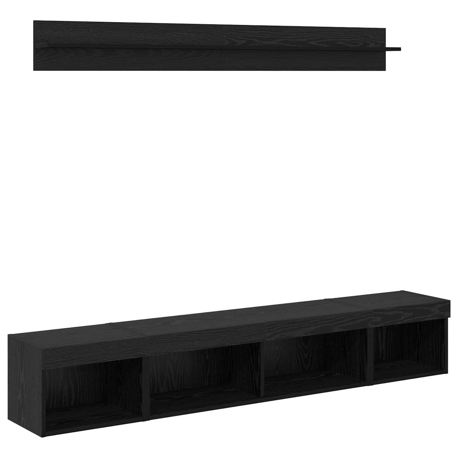Tv Vegghyllesett Med Led 5 Pcs Svart Eik Konstruert Tre